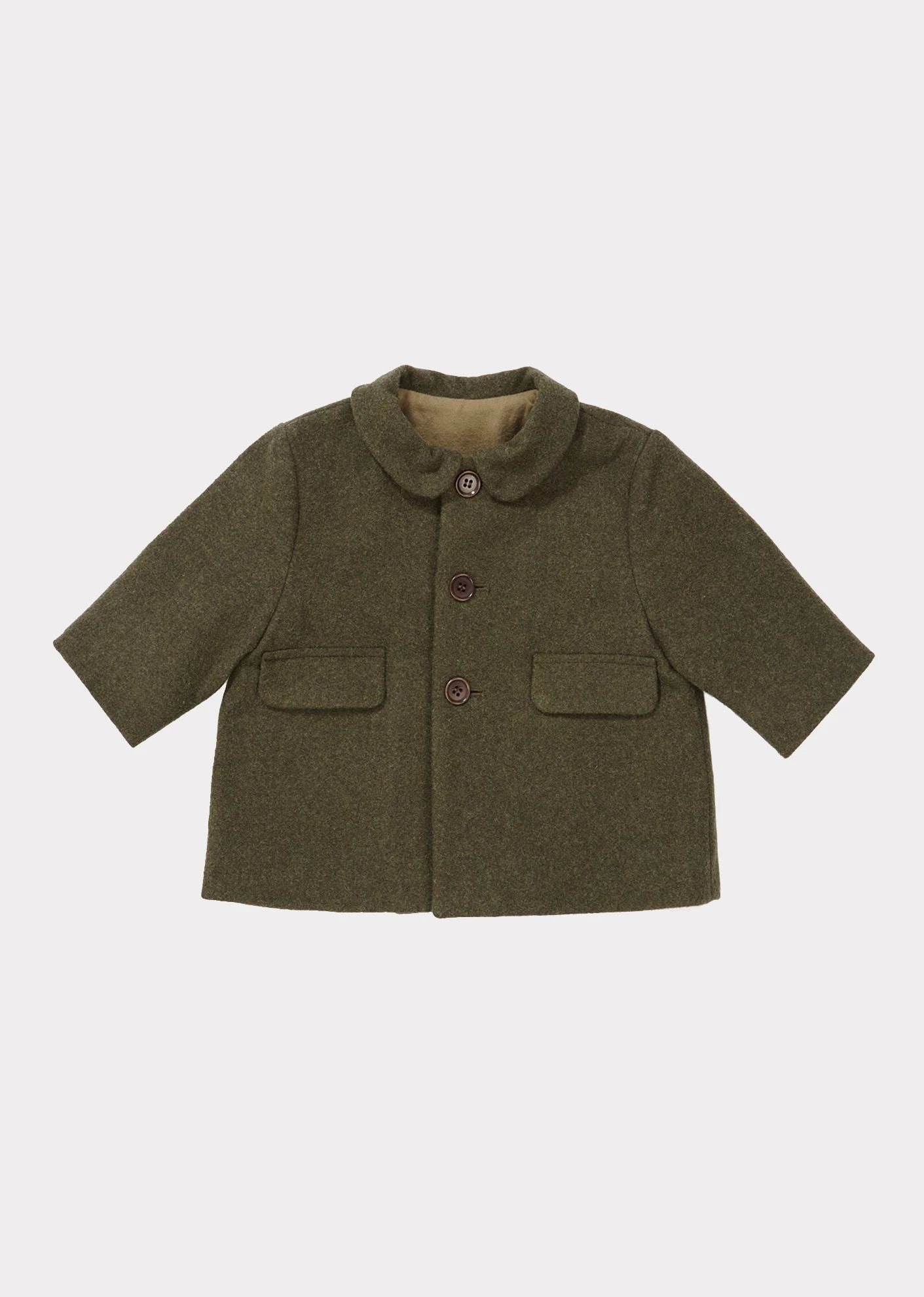 Baby Boys & Girls Khaki Wool Coat