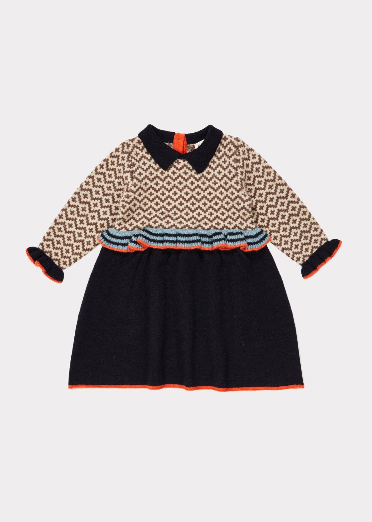 Baby Girls Navy Waist Wool Dress