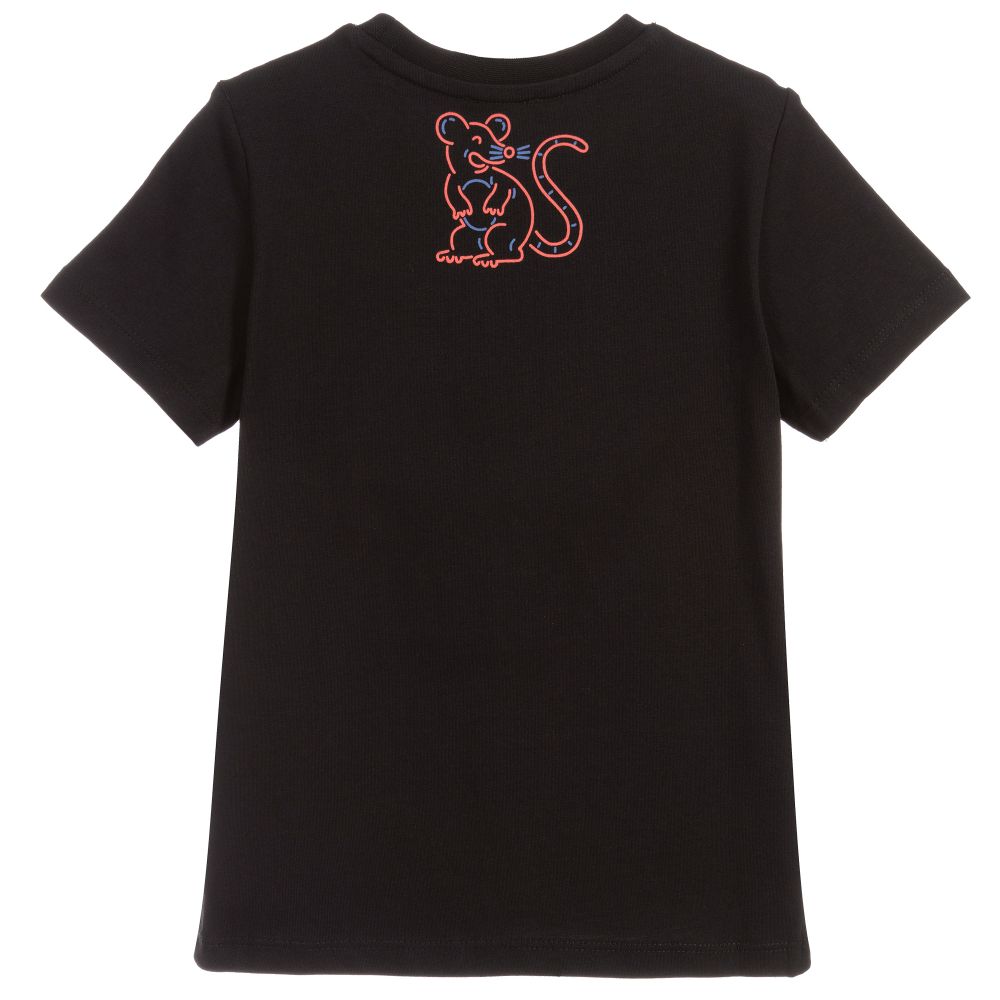 Boys Black Logo Cotton T-shirt