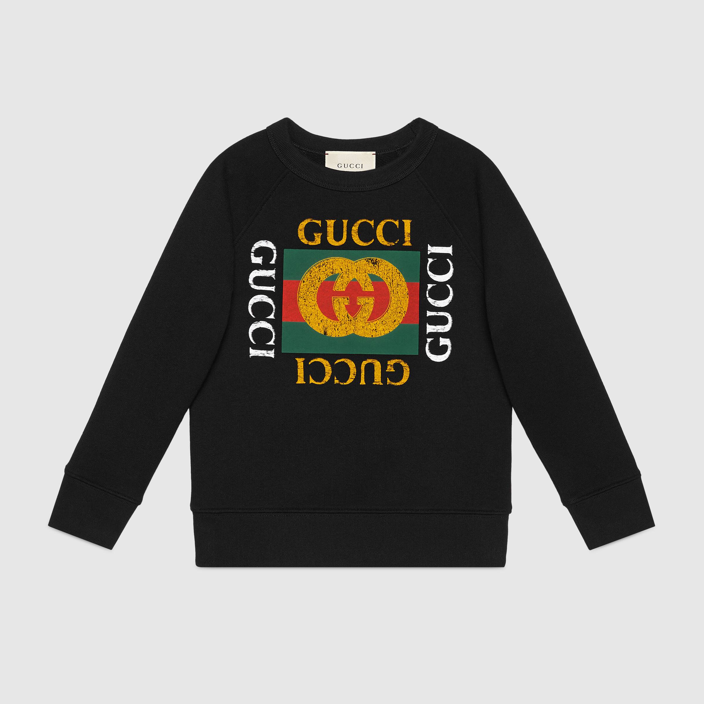 Boys & Girls Black Logo Cotton Sweatshirt