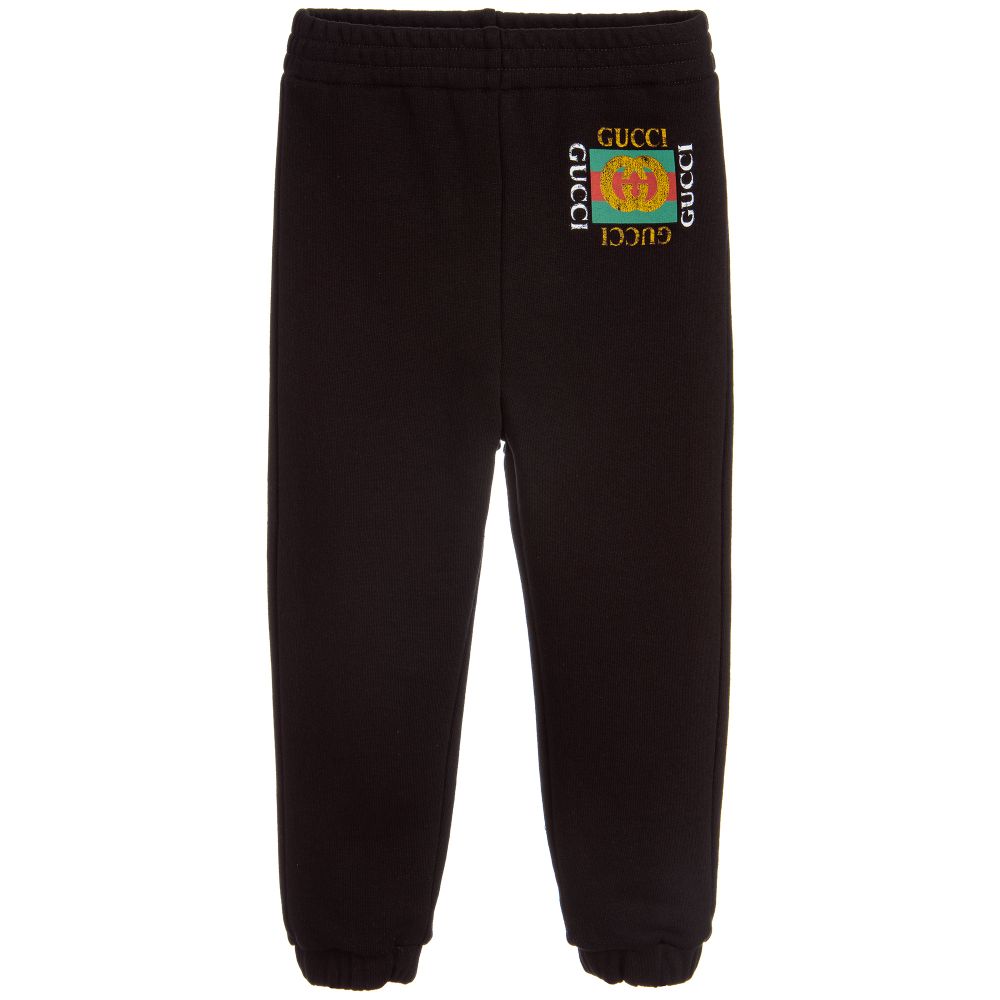 Boys & Girls Black Logo Cotton Trousers