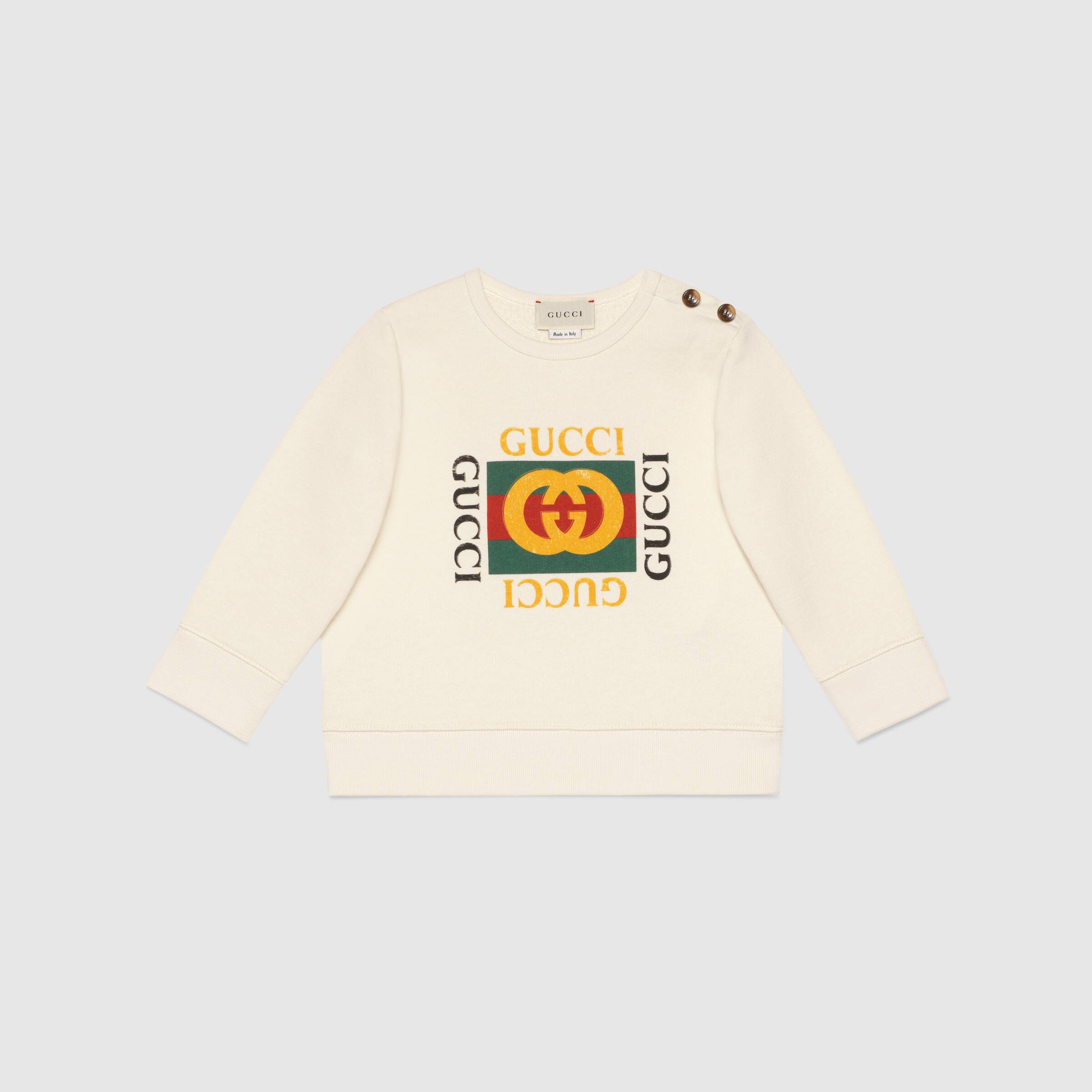 Boys & Girls White Logo Cotton Sweatshirt