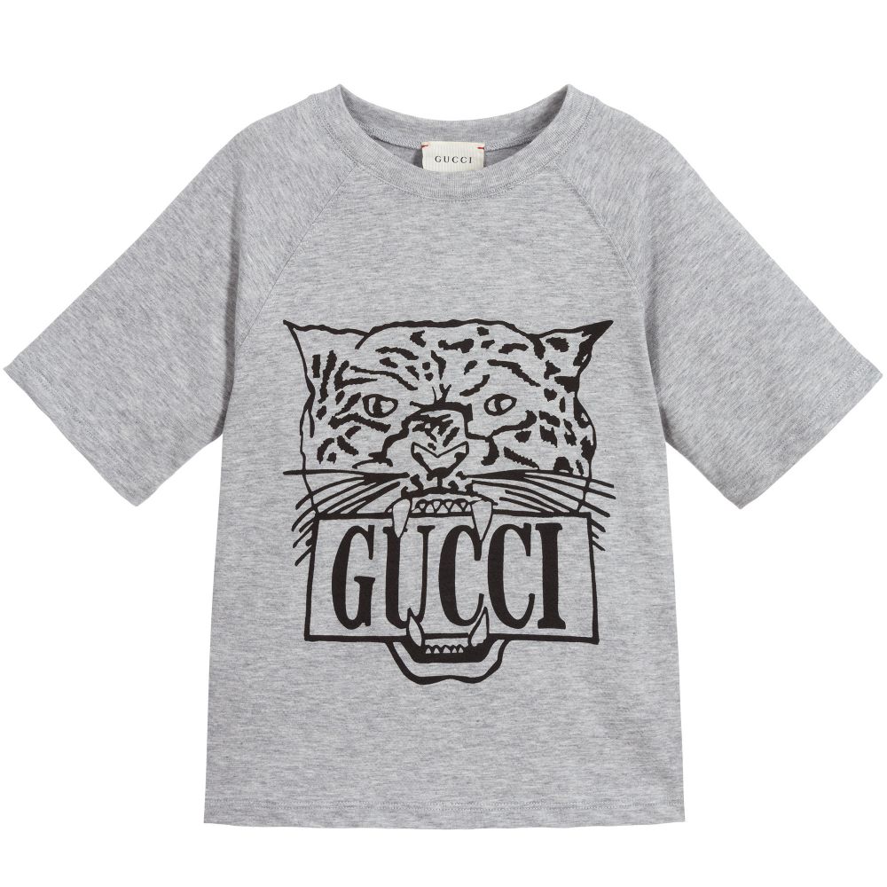 Boys Grey Printing Cotton T-shirt