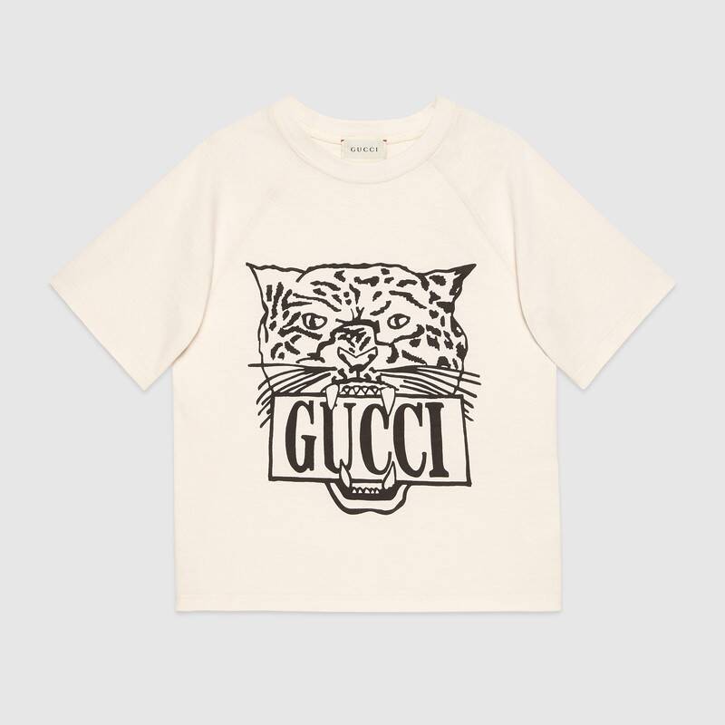 Boys White Tiger Logo Cotton T-shirt