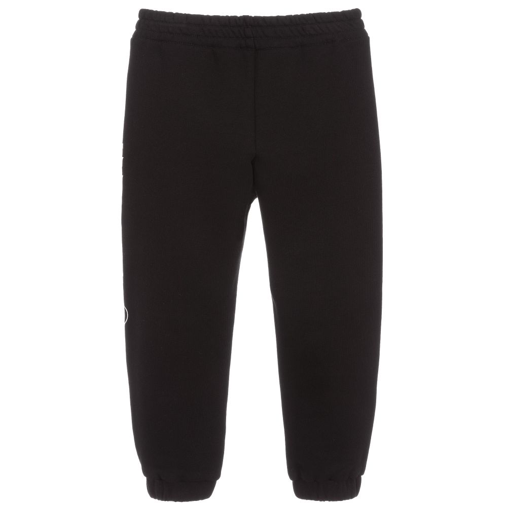 Boys Black Logo Cotton Trousers