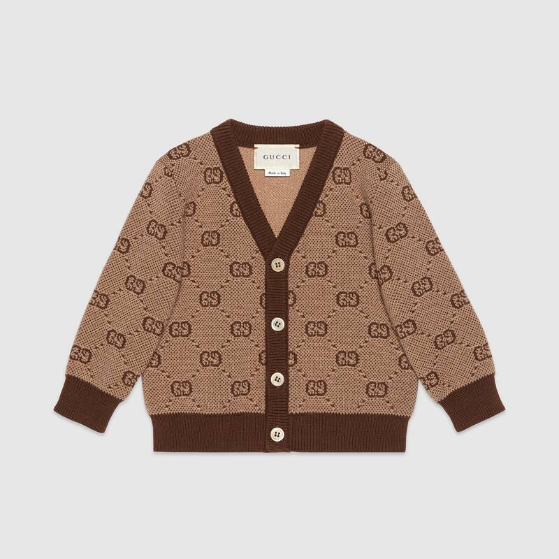 Baby Boys Brown GG Wool Cardigan