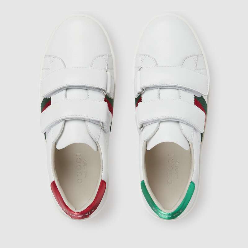 Boys & Girls White Leather Velcro Shoes