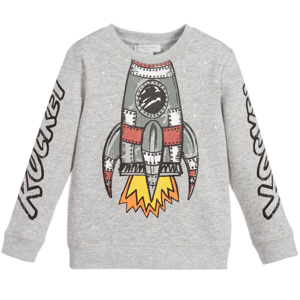 Boys Grey Printing Cotton Sweatshirt