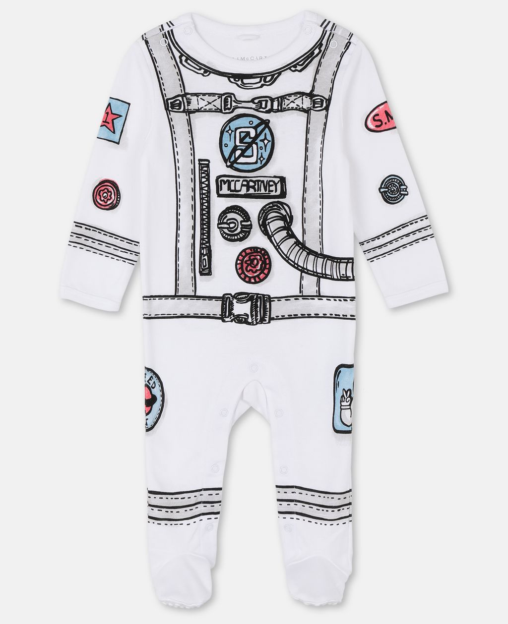 Baby Boys White Printing Cotton Babysuit