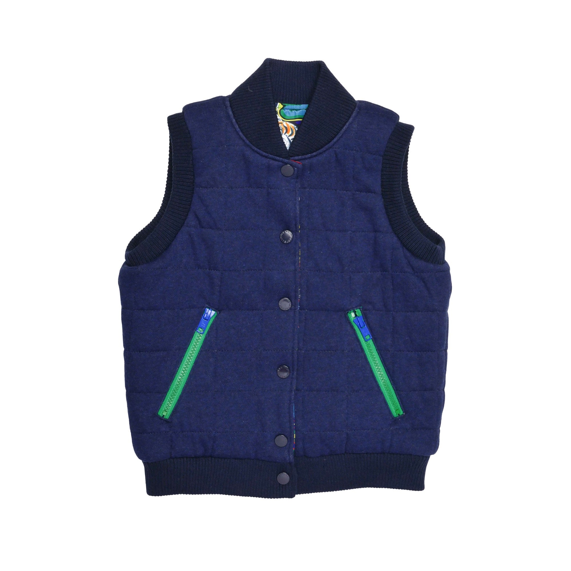 Boys Navy Blue Sticker Printed 'Rhubarb' Gilet - CÉMAROSE | Children's Fashion Store