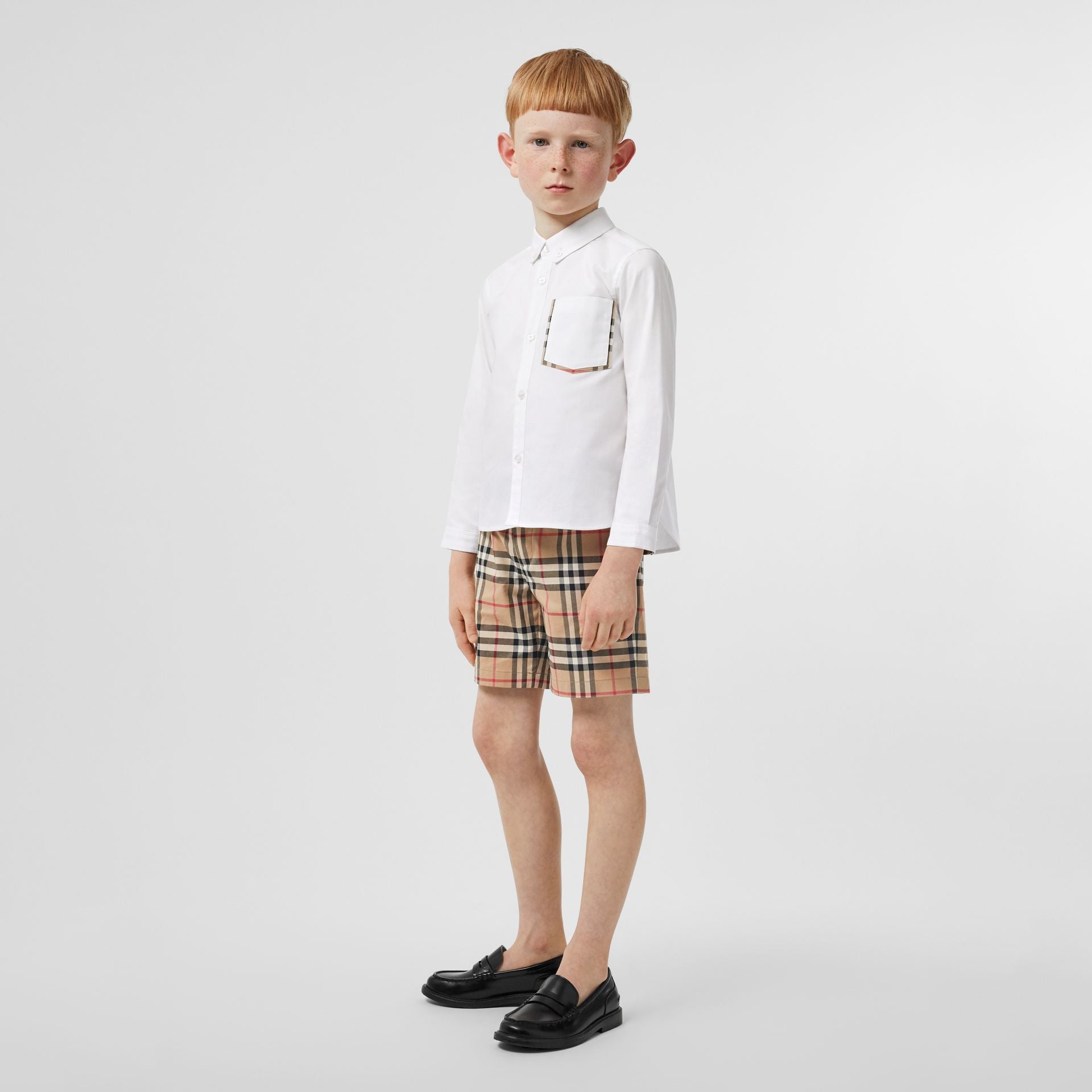 Boys White Pocket Cotton Shirt