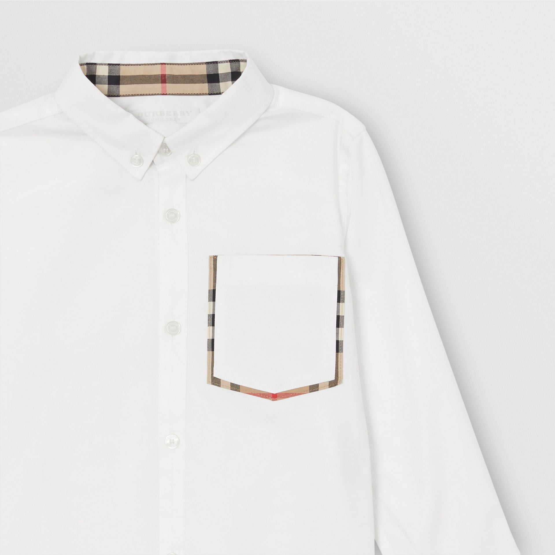 Boys White Pocket Cotton Shirt