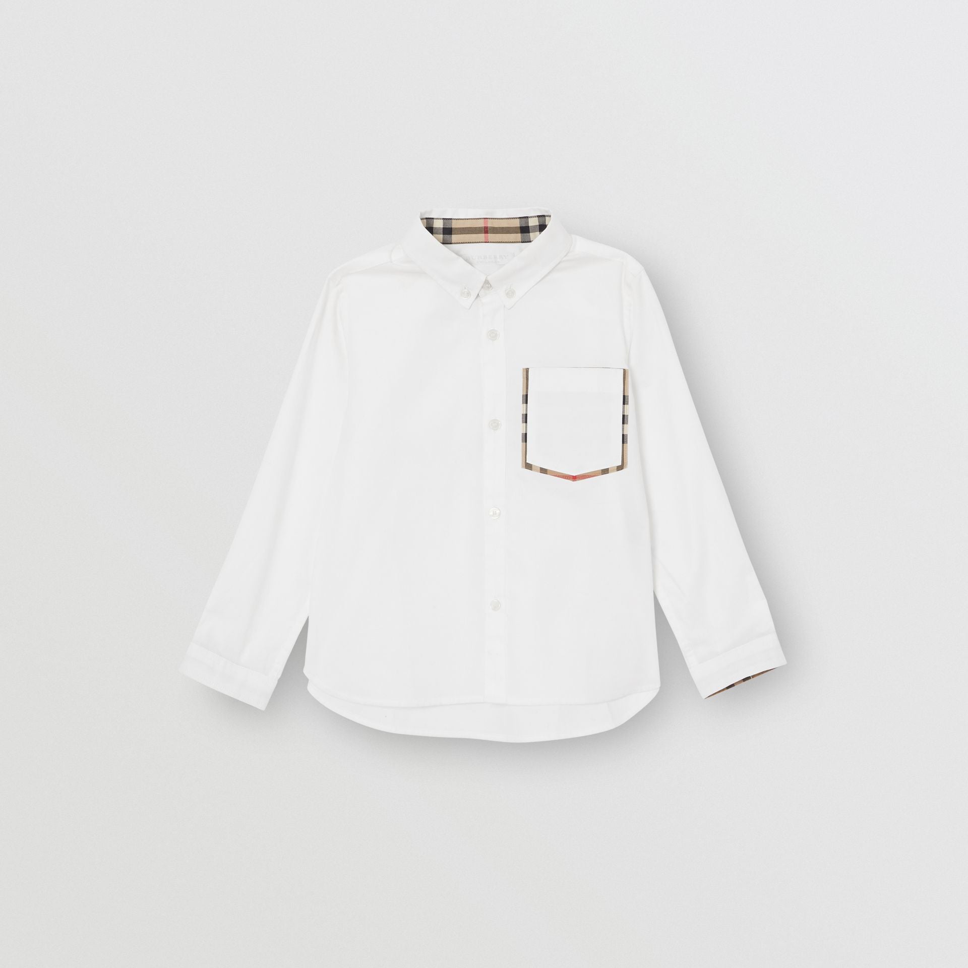 Boys White Pocket Cotton Shirt