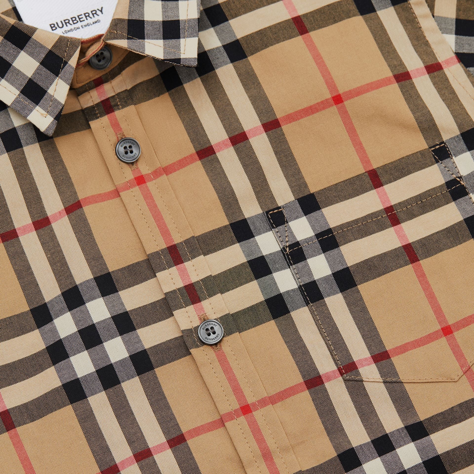 Boys Archive Beige Check Cotton Shirt