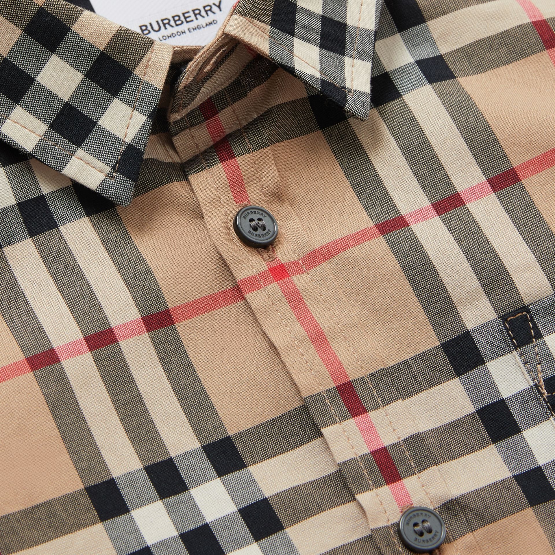 Boys Archive Beige Check Cotton Shirt