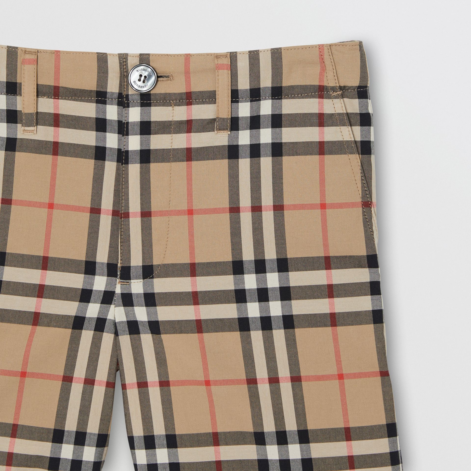 Boys Archive Beige Check Cotton Shorts