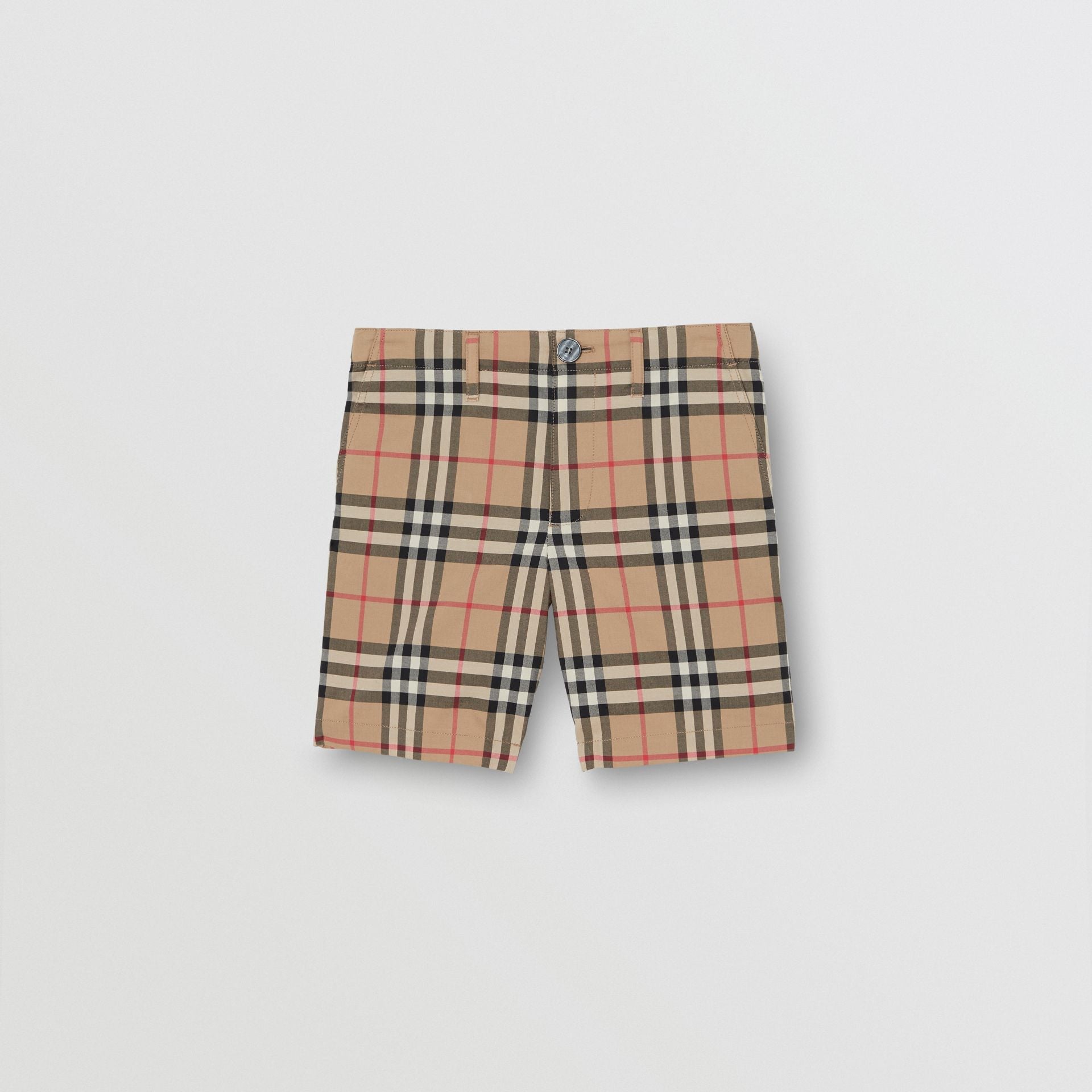 Boys Archive Beige Check Cotton Shorts