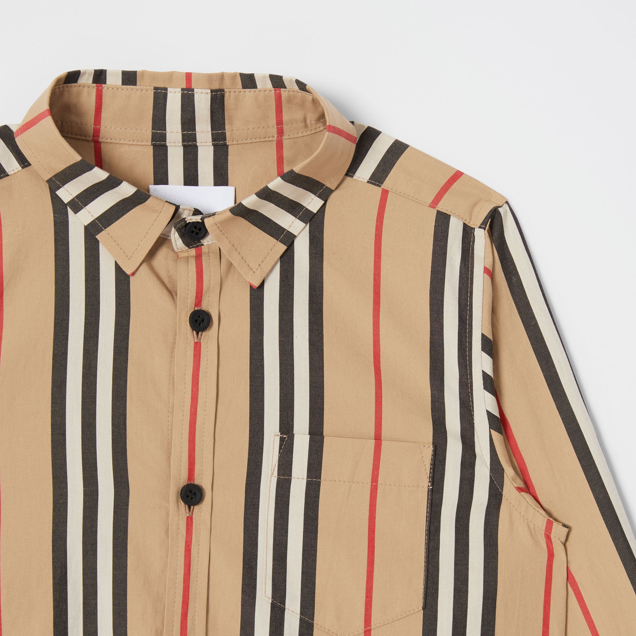 Boys Archive Beige Striped Cotton Shirt