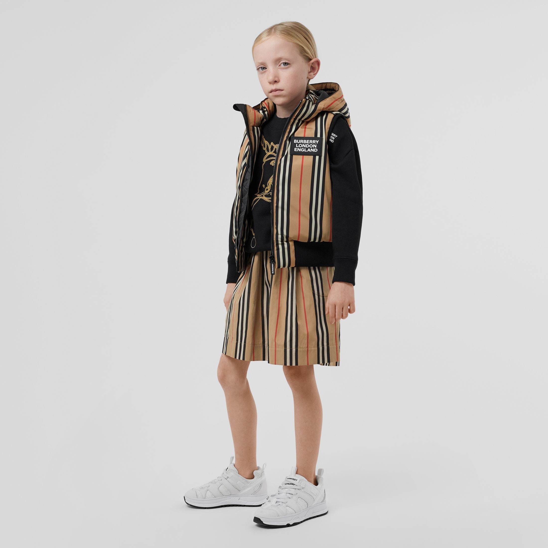 Boys Beige Striped Gilet