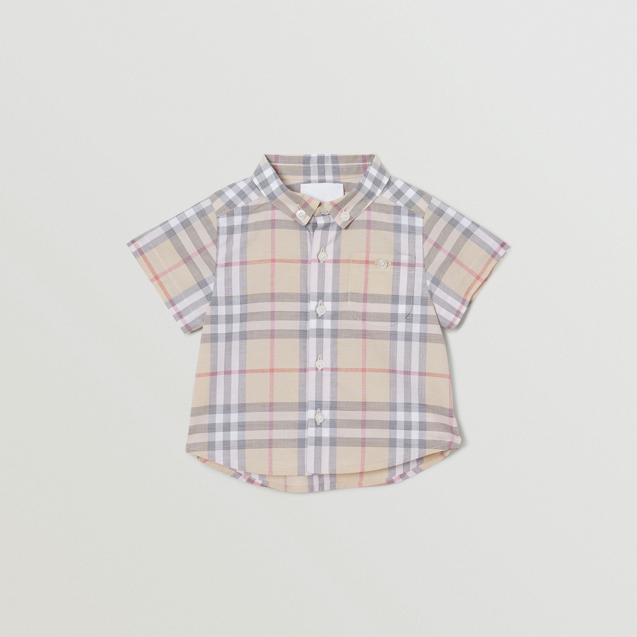 Baby Boys & Girls Beige Check Cotton Shirt