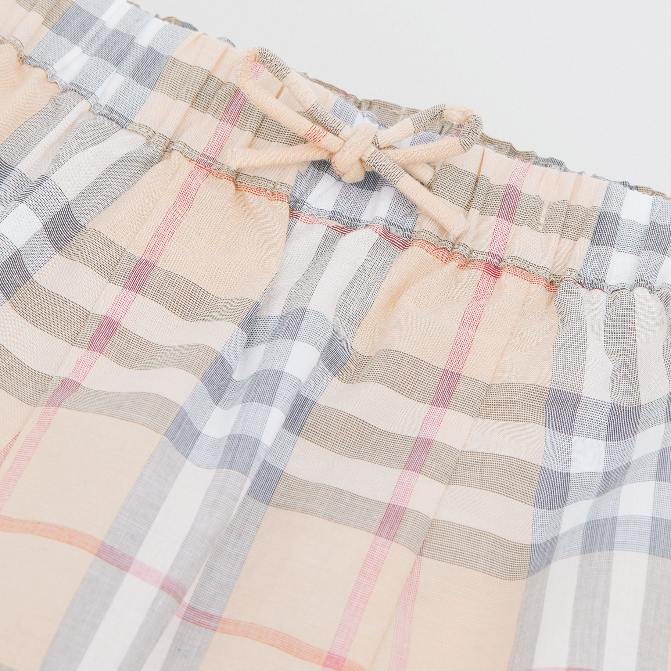 Baby Boys & Girls Beige Check Cotton Trousers