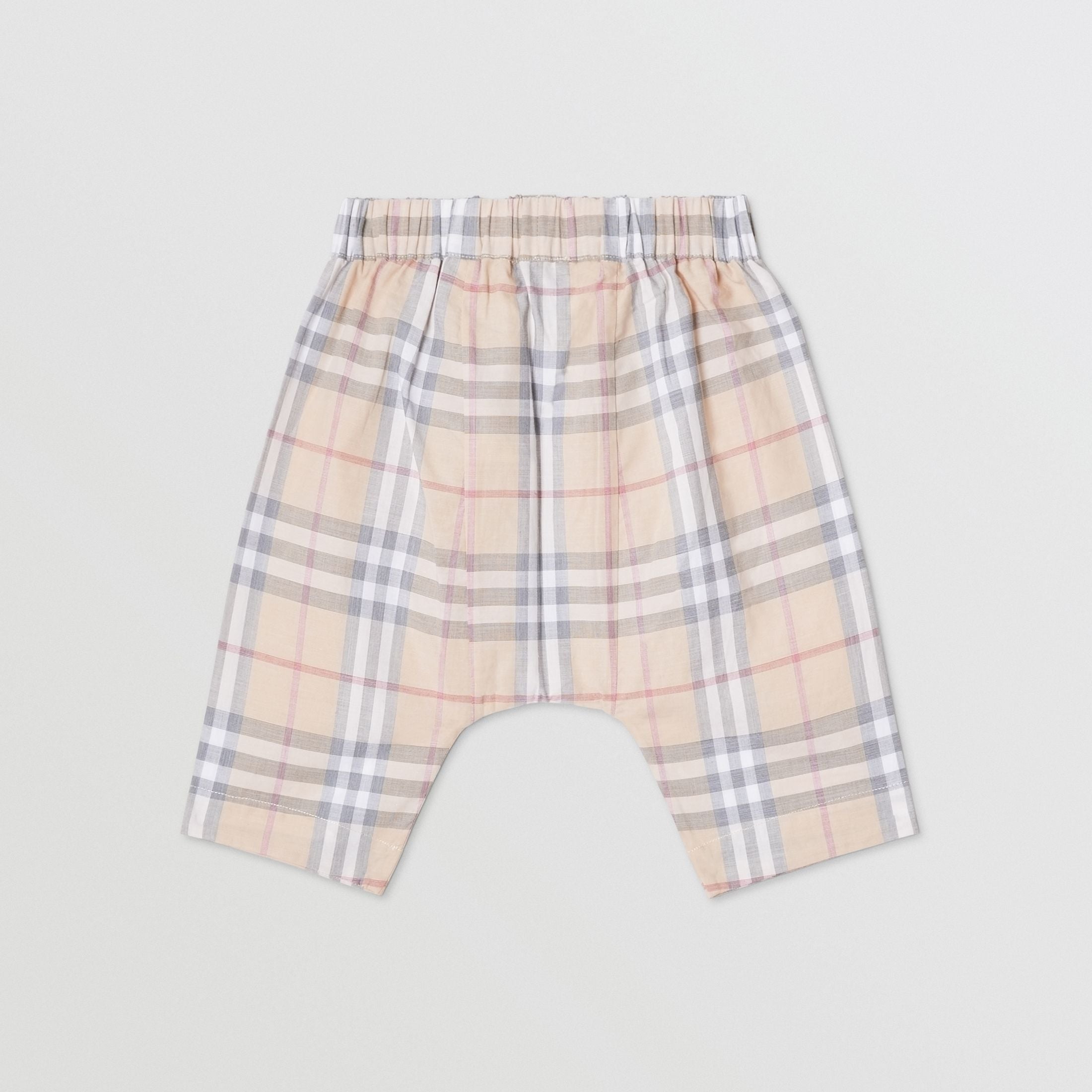 Baby Boys & Girls Beige Check Cotton Trousers