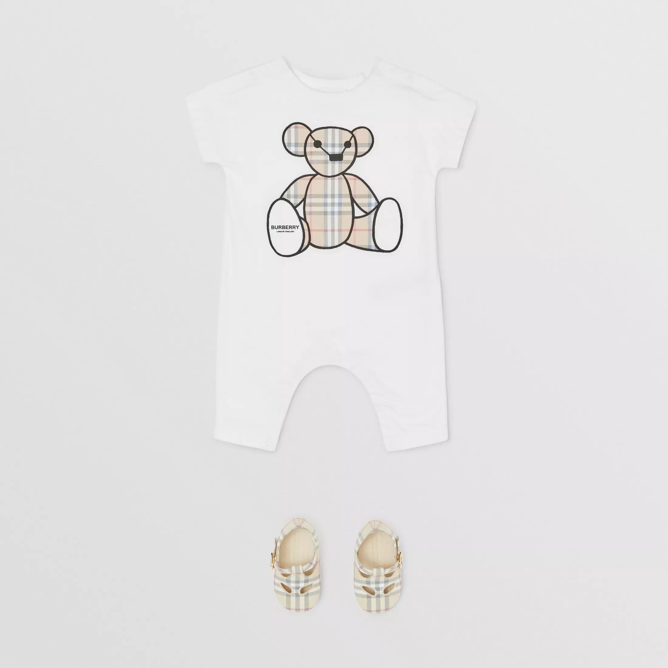 Baby Boys & Girls White Toy Cotton Babysuit