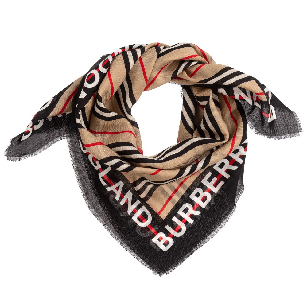 Boys & Girls Beige Striped Cotton Scarve（65cm）