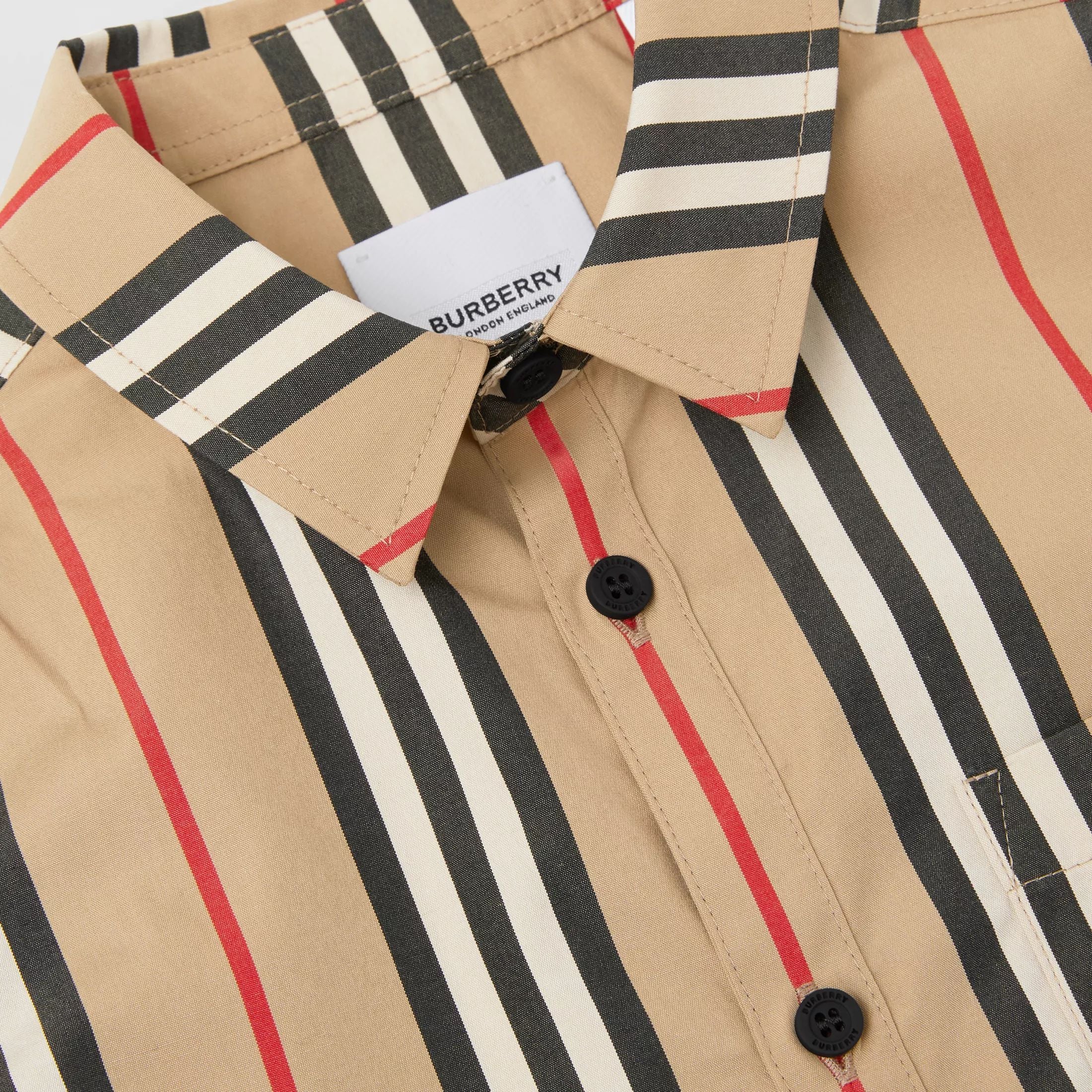 Boys Archive Beige Stripe Cotton Shirt