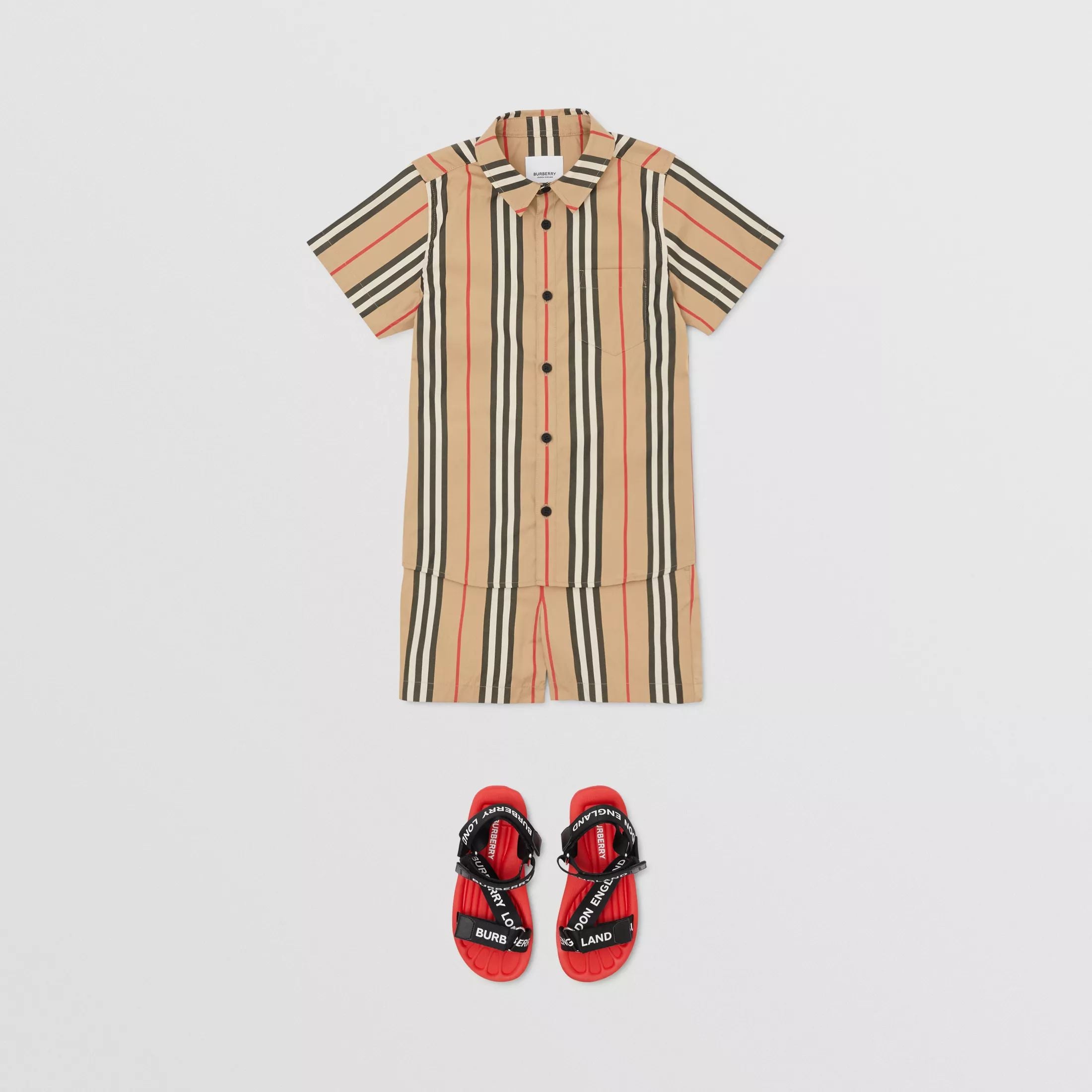 Boys Archive Beige Stripe Cotton Shirt