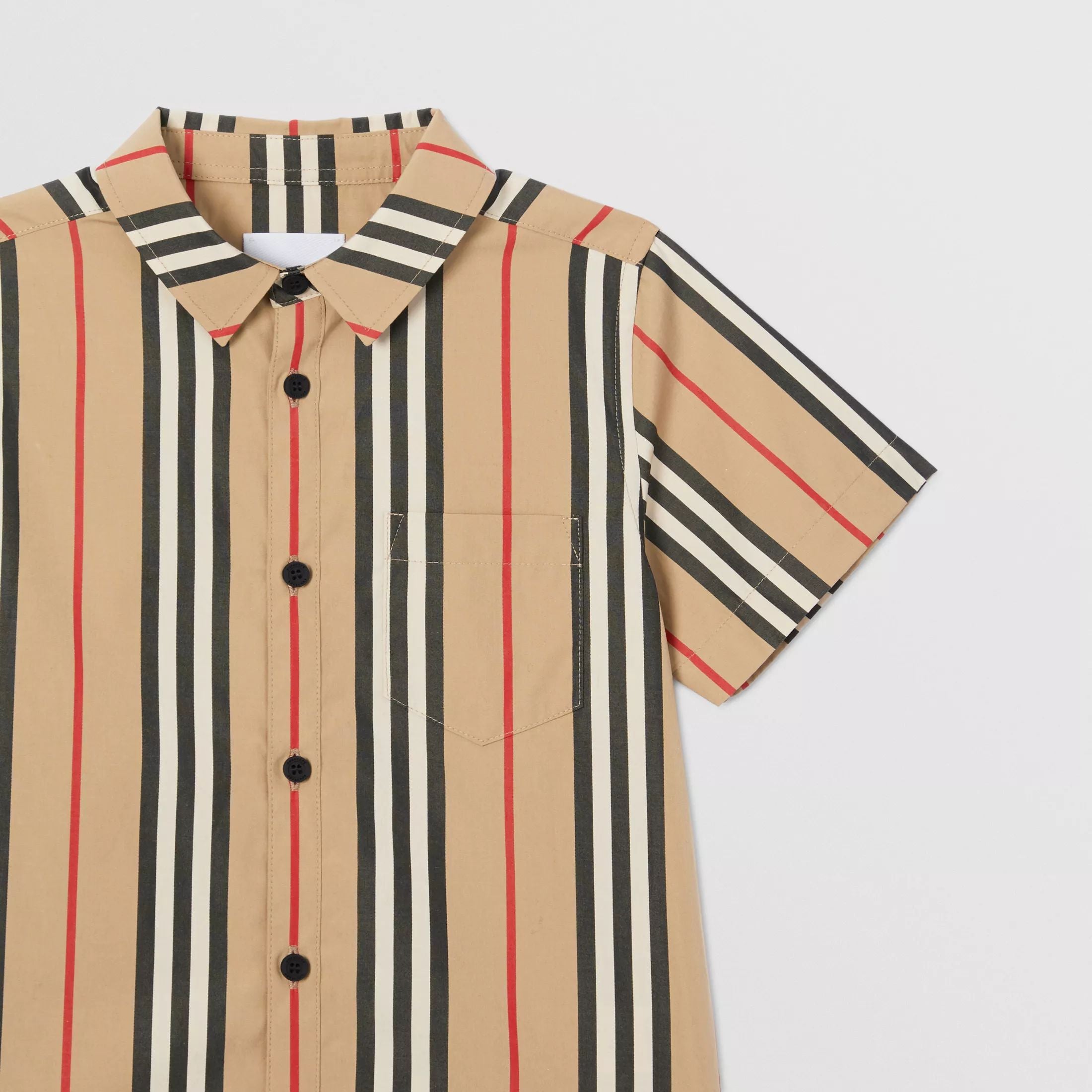 Boys Archive Beige Stripe Cotton Shirt