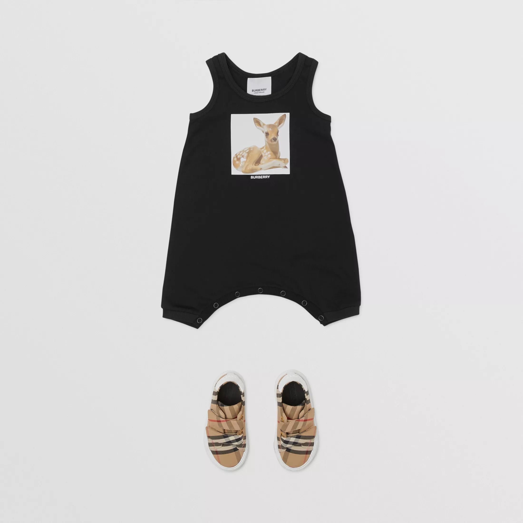 Baby Boys & Girls Black Cotton Babysuit