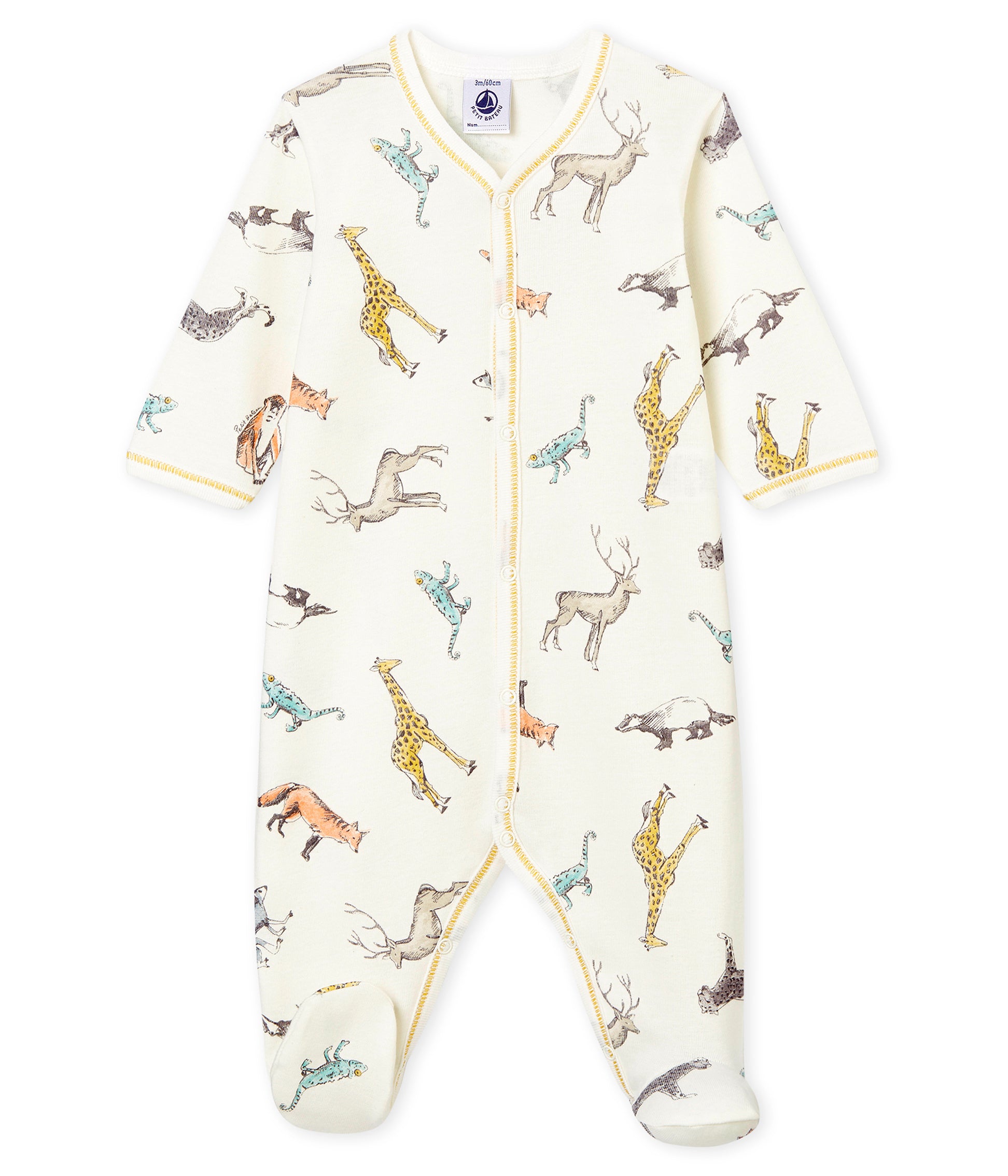 Boys White Printed Babysuit