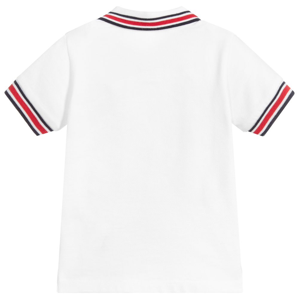 Baby Boys White Cotton Polo Shirt