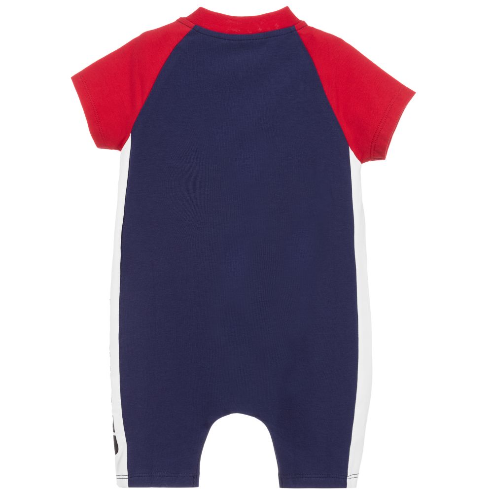 Baby Boys Blue Cotton Babysuit