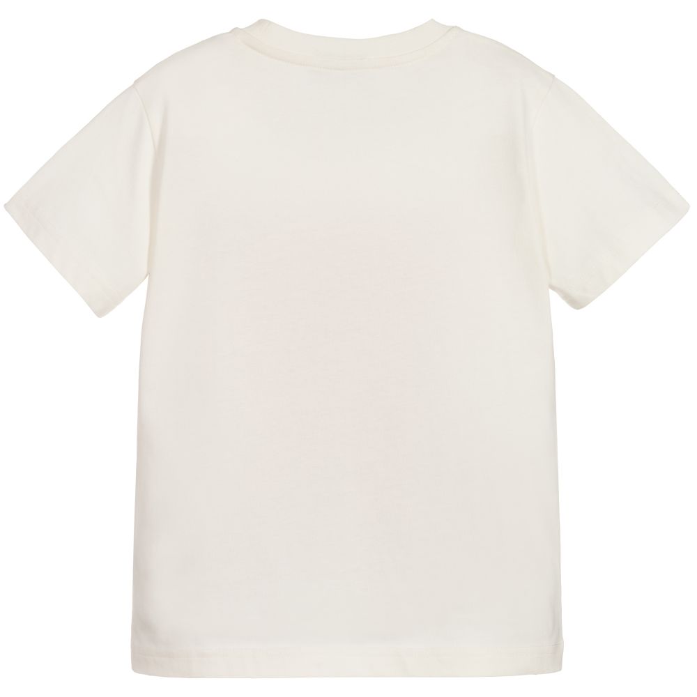 Boys White Logo Cotton T-shirt