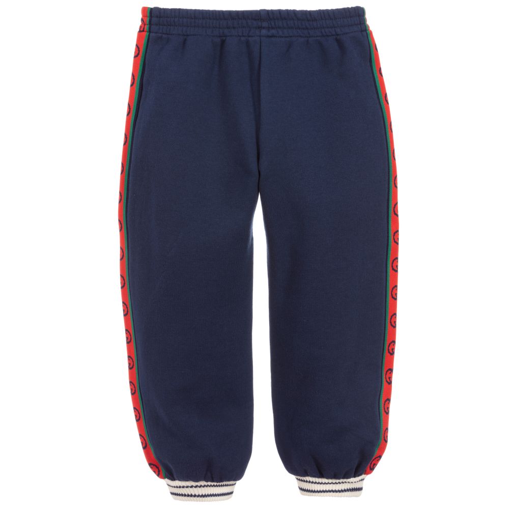 Boys Blue Logo Cotton Trousers