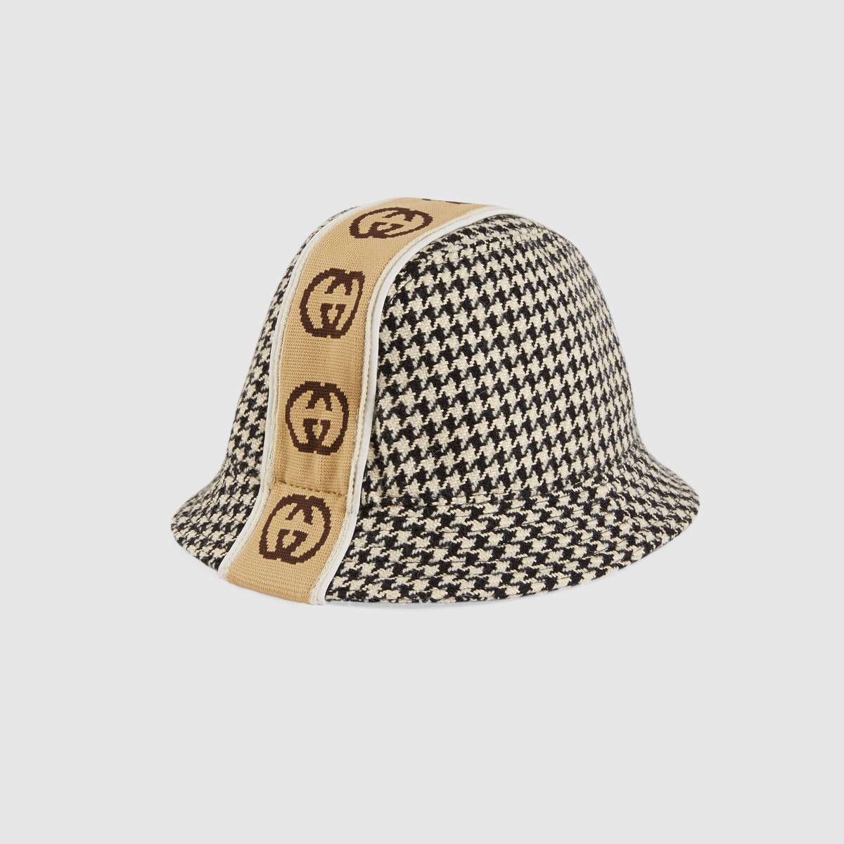 Boys & Girls Beige Houndstooth Logo Hat