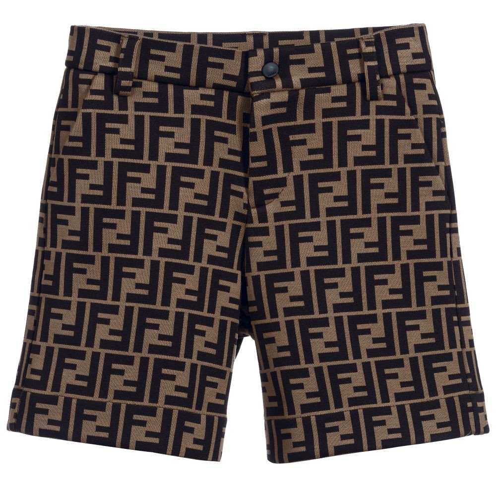 Boys Brown FF Logo Shorts