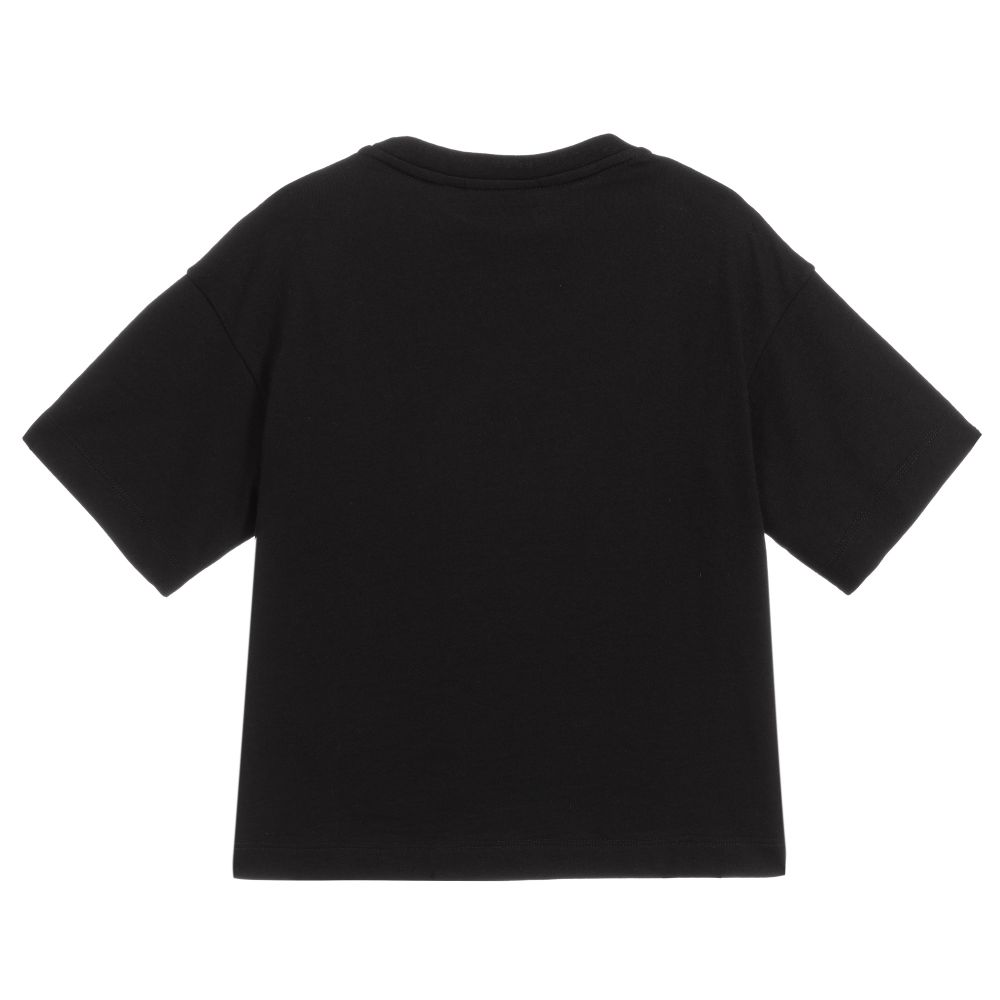 Boys & Girls Black Cotton T-shirt