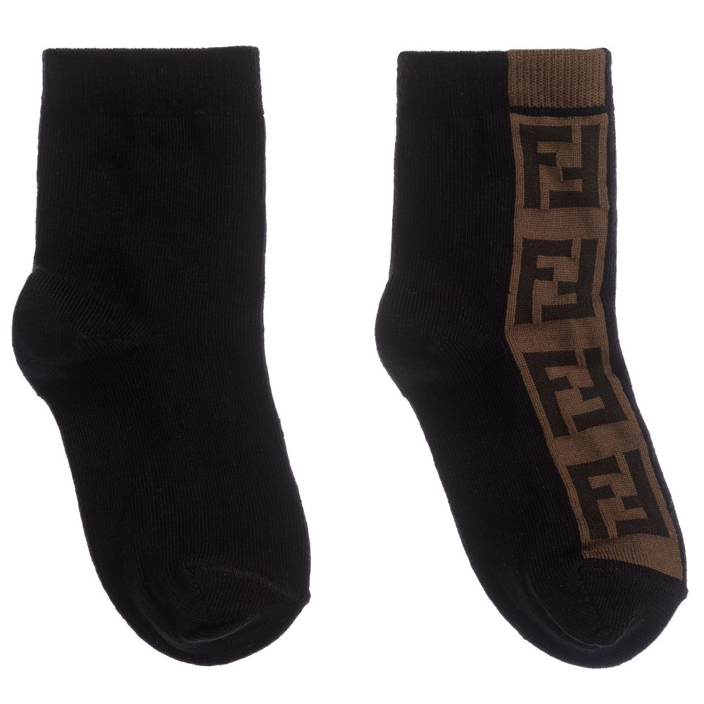 Boys & Girls Black Logo Cotton Socks