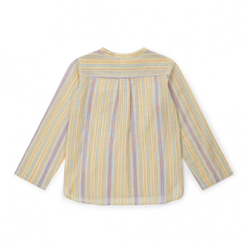 Boys Light Yellow Striped Cotton Shirt