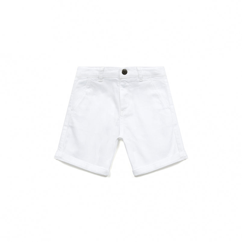 Boys White Cotton Shorts