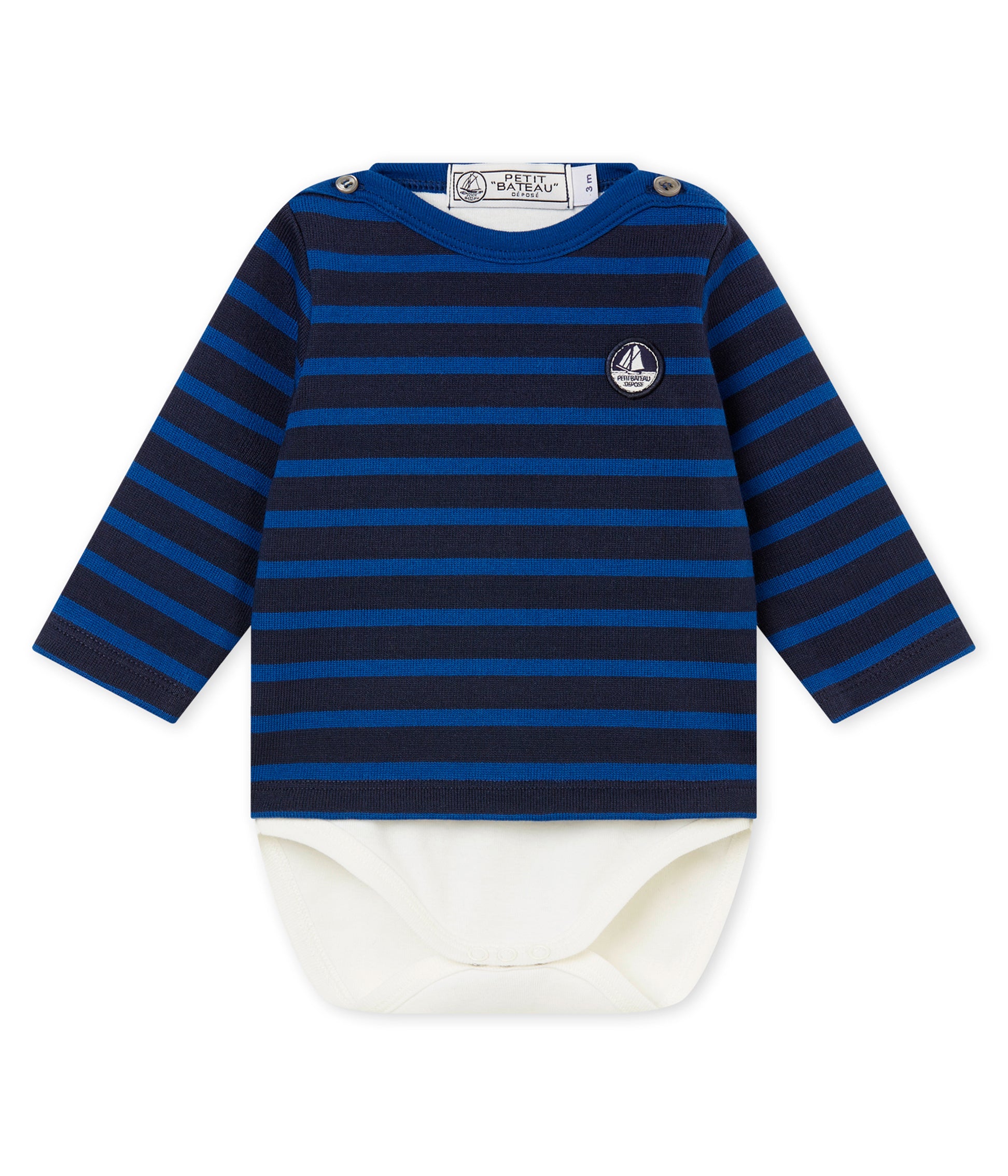 Baby Boys Blue Stripes Babysuit