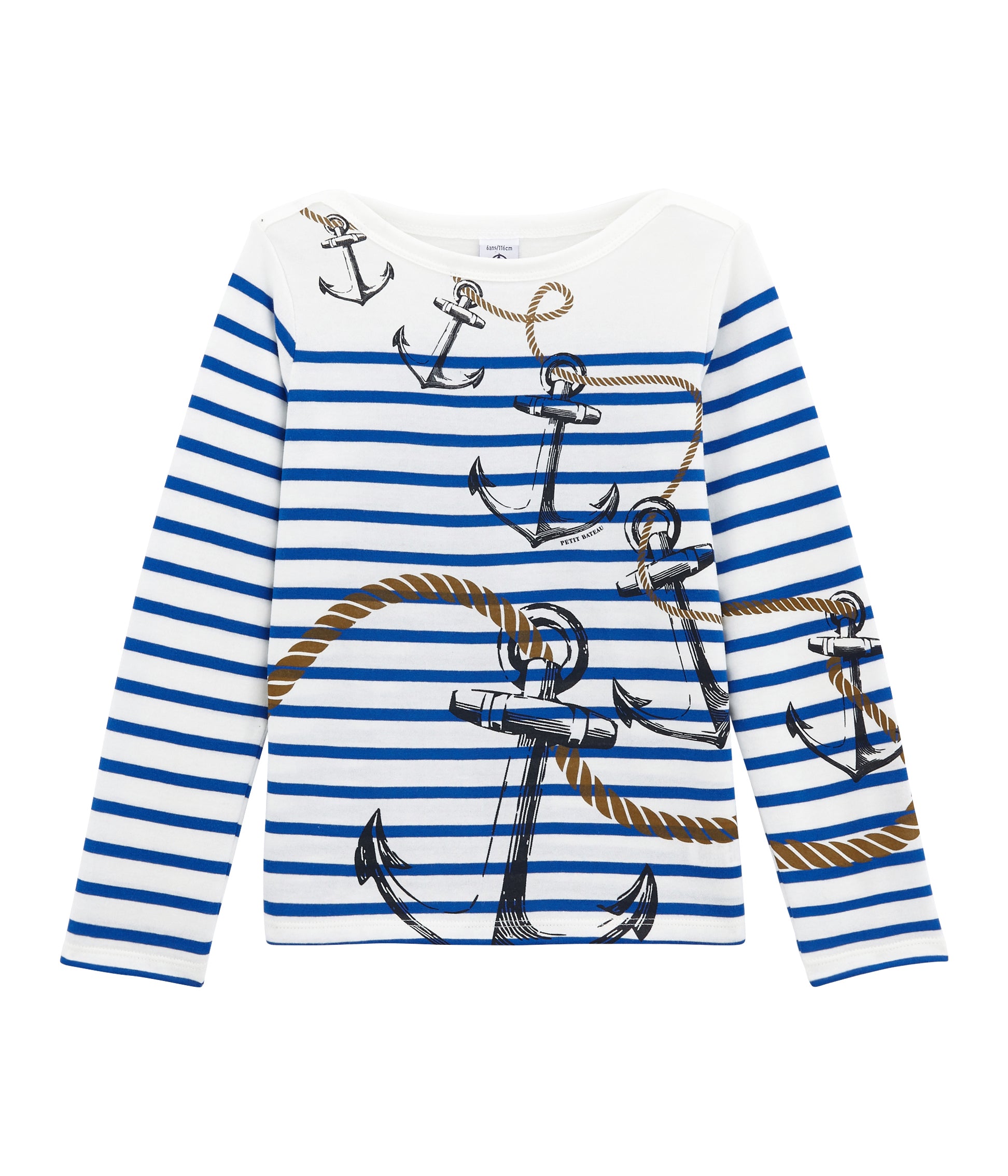 Boys White & Blue Stripes T-shirt