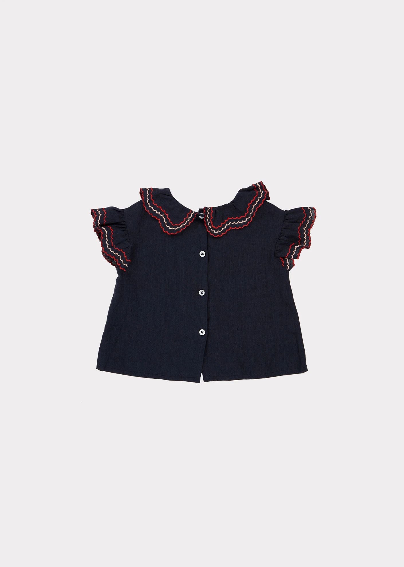 Baby Girls Navy Frill Top