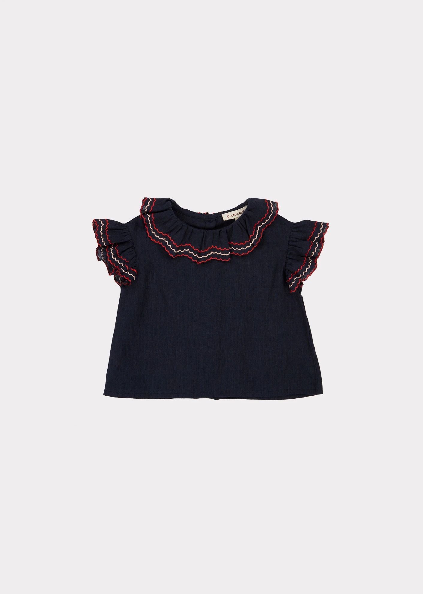 Baby Girls Navy Frill Top