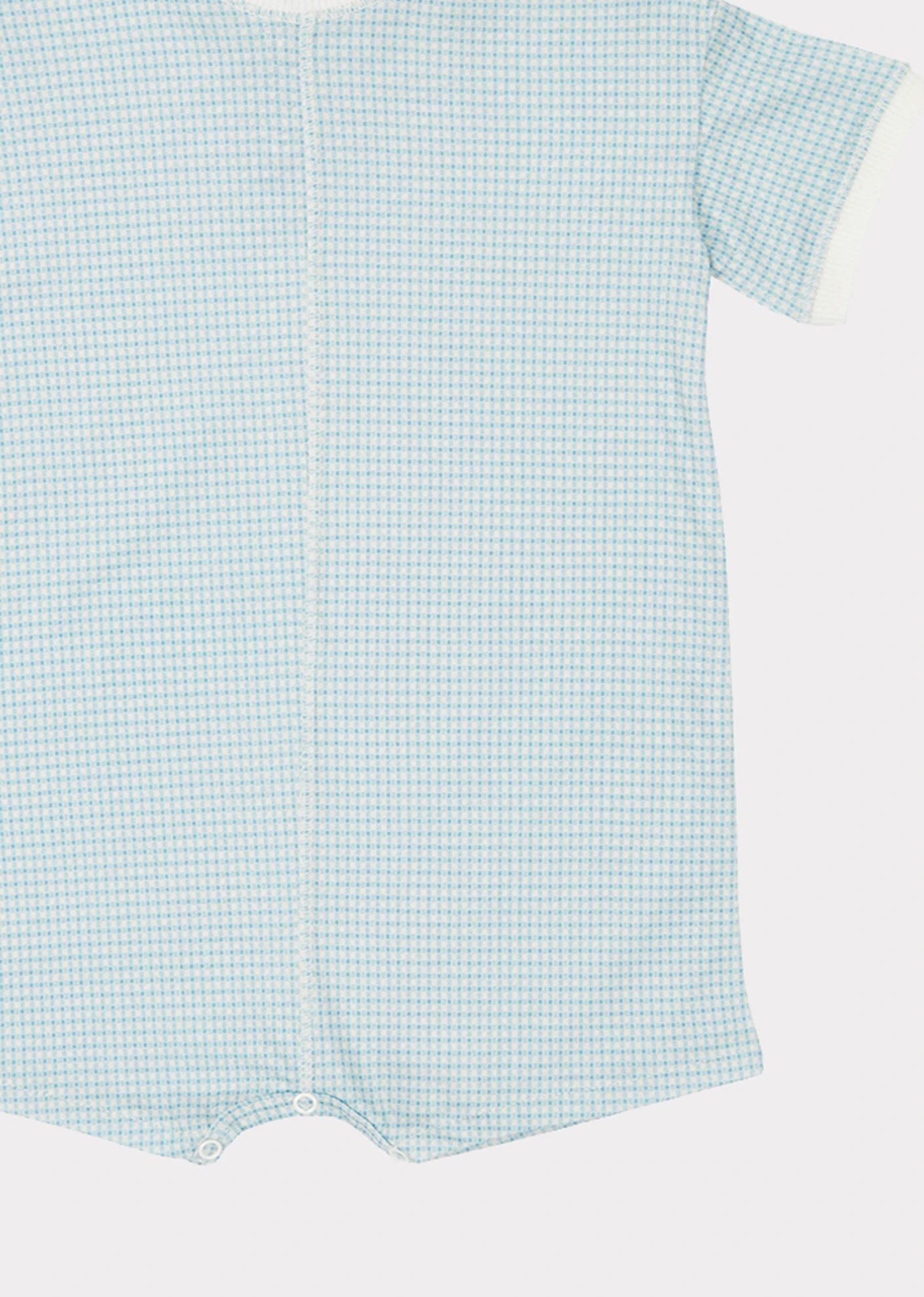 Baby Boys Blue Check Cotton Babysuit