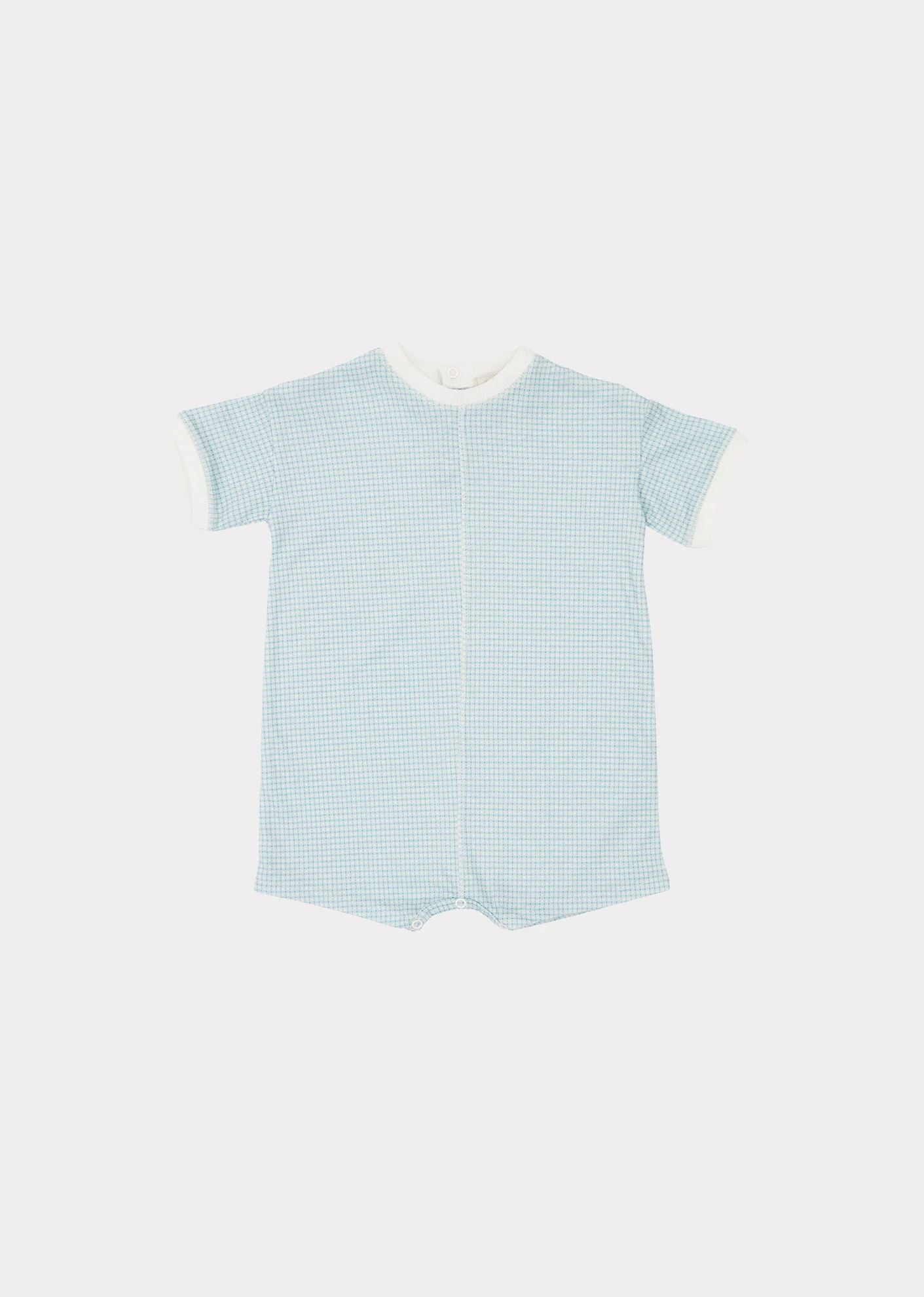 Baby Boys Blue Check Cotton Babysuit