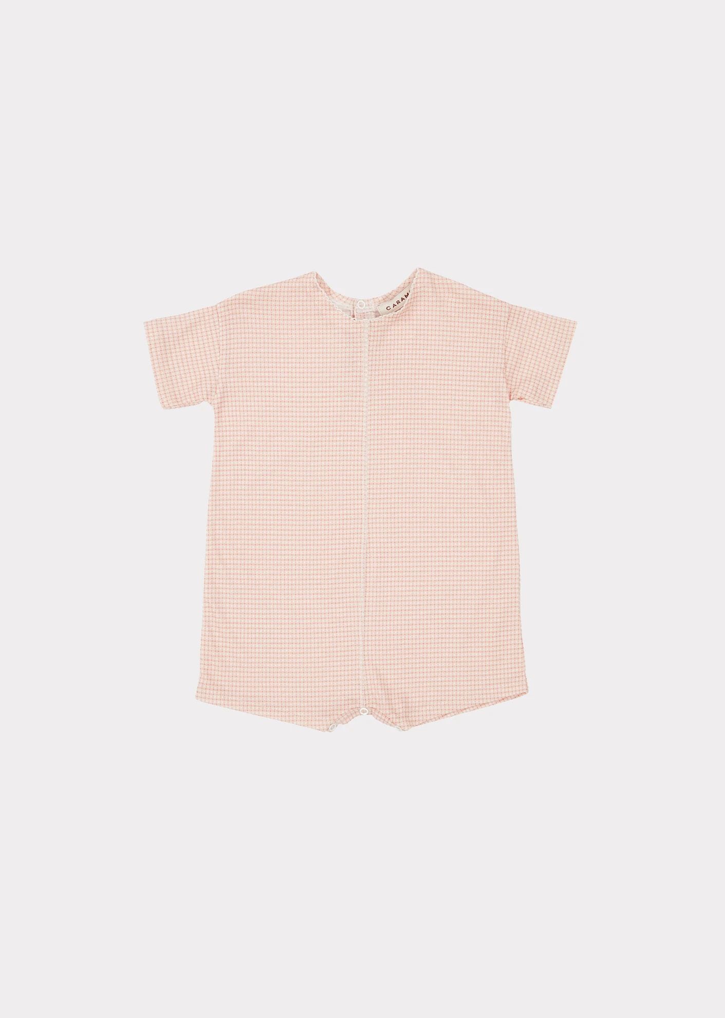 Baby Boys Terracotta Check Cotton Babysuit